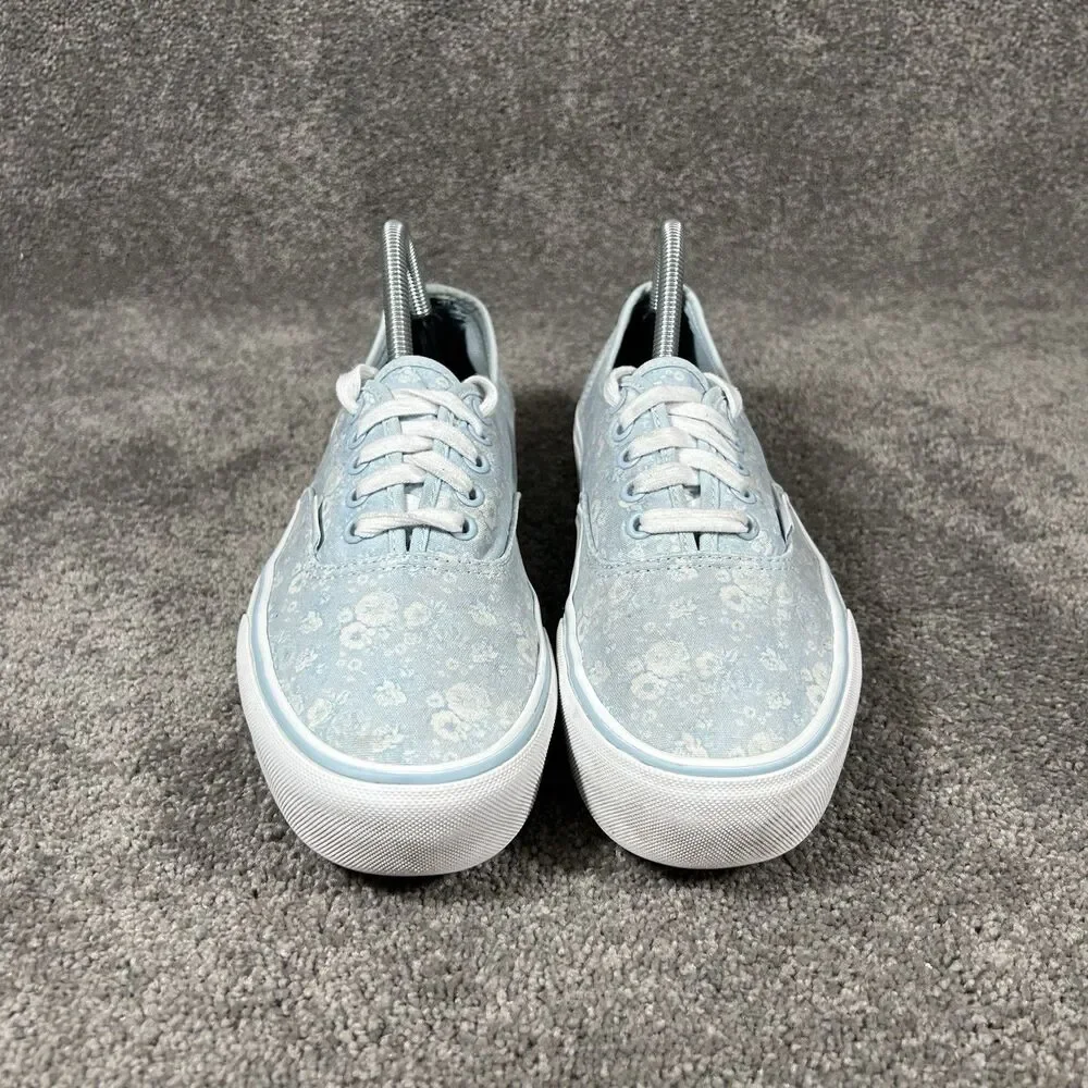 Vans Platform Tonal Women's Size 9.5 Blue Floral Casual Skate Shoes Used